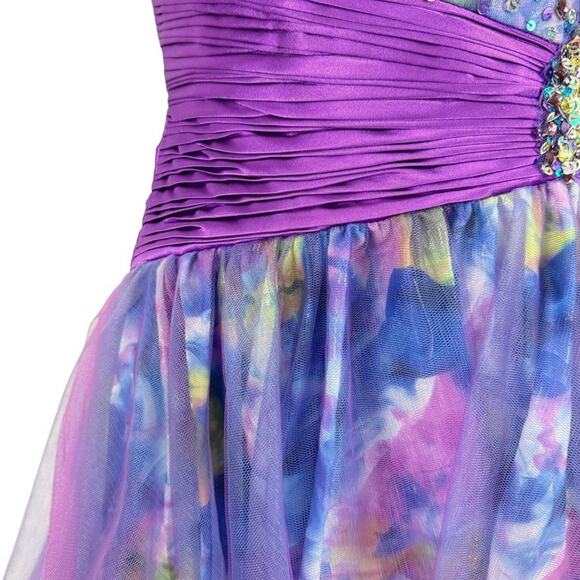 Alyce Designs Strapless Blue Purple Sweetheart Sequin Prom Formal Dress sz 2 - Picture 6 of 16